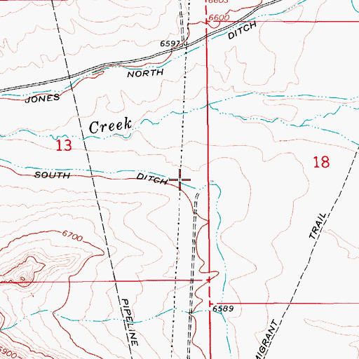 Topographic Map of Jones South Ditch, WY