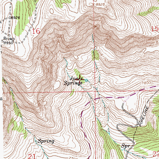 Topographic Map of Jones Springs, WY