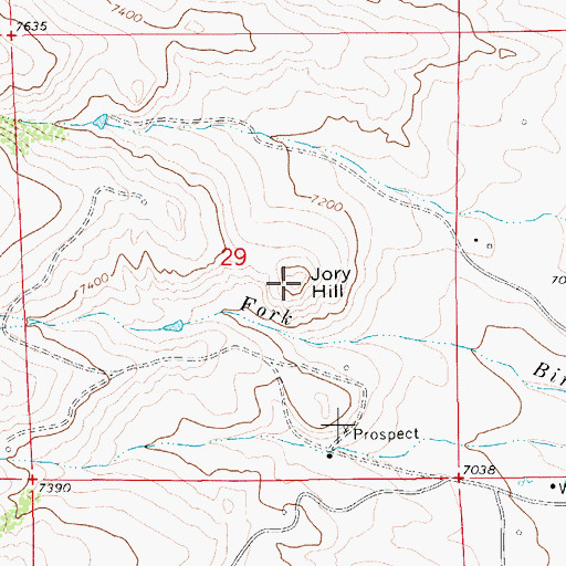 Topographic Map of Jory Hill, WY