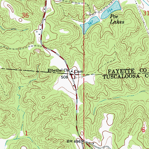 Topographic Map of El Bethel Cemetery, AL