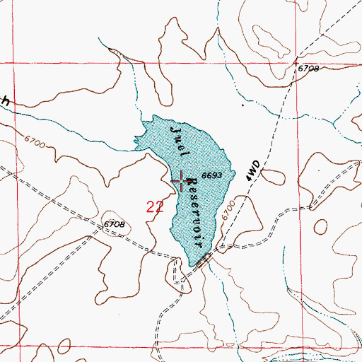 Topographic Map of Juel Reservoir, WY