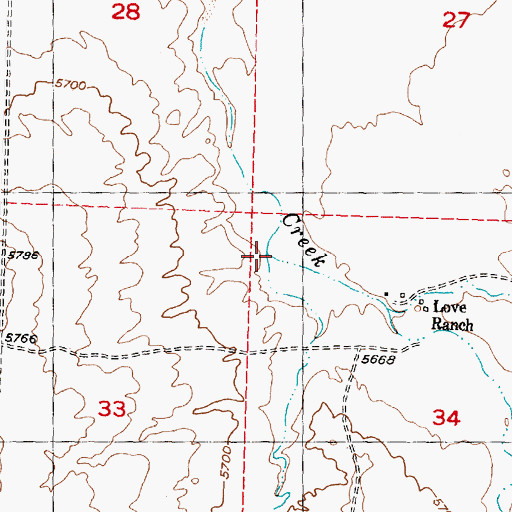 Topographic Map of Jumping-off Draw, WY