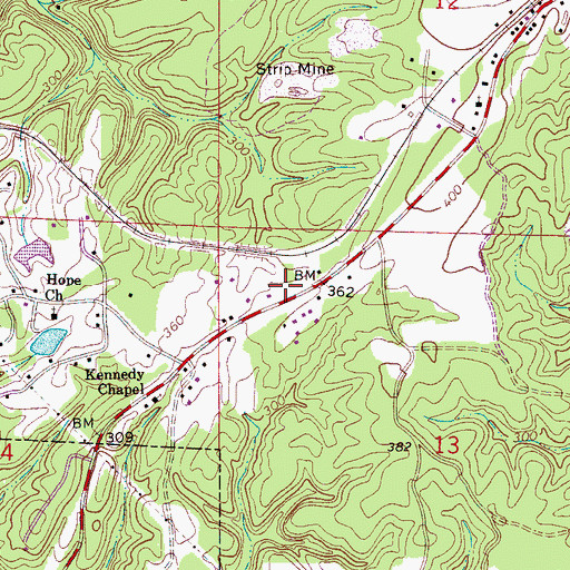 Topographic Map of Garners Cemetery, AL
