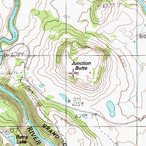 Topographic Map of Junction Butte, WY
