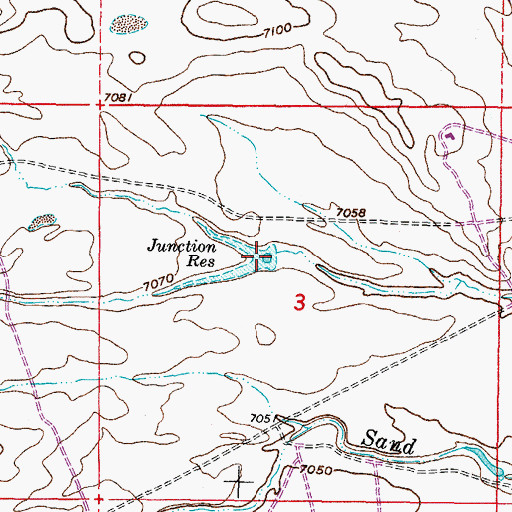 Topographic Map of Junction Reservoir, WY
