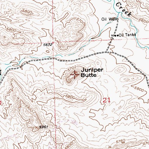 Topographic Map of Juniper Butte, WY