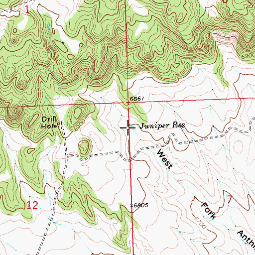 Topographic Map of Juniper Reservoir, WY