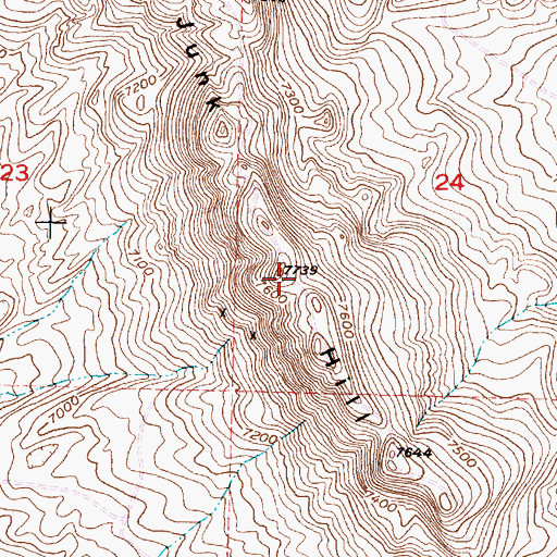 Topographic Map of Junk Hill, WY