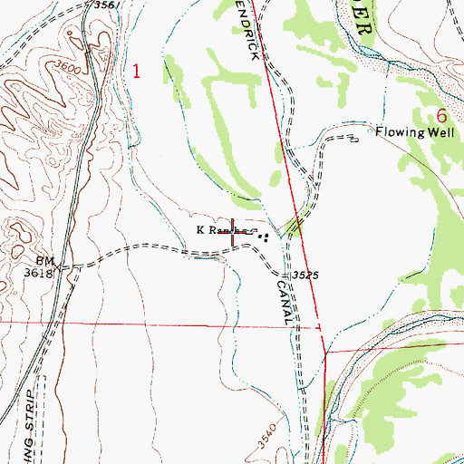 Topographic Map of K Ranch, WY