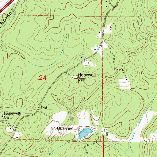 Topographic Map of Hopewell Cemetery, AL
