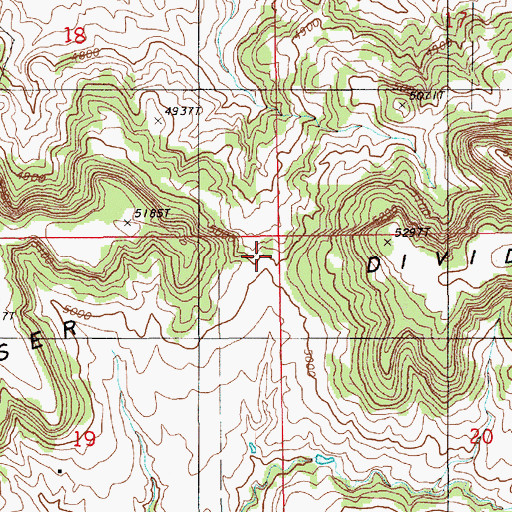Topographic Map of Kaiser Divide, WY