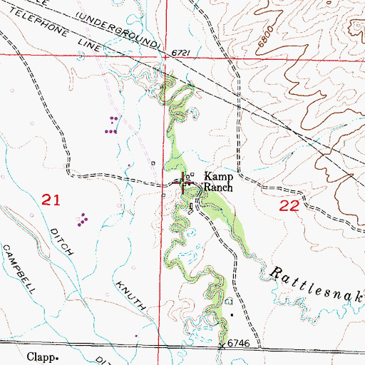 Topographic Map of Kamp Ranch, WY