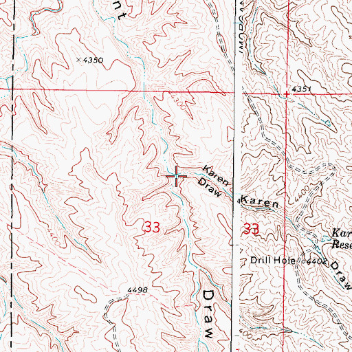 Topographic Map of Karen Draw, WY