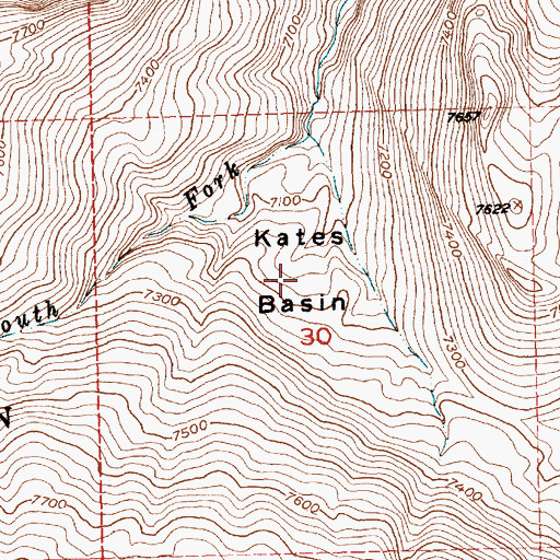 Topographic Map of Kates Basin, WY