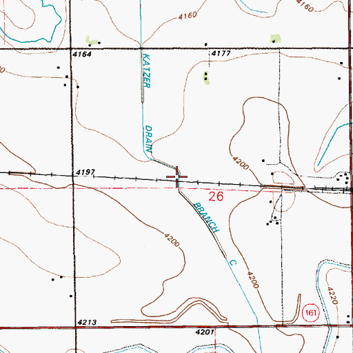Topographic Map of Katzer Drain Branch C, WY
