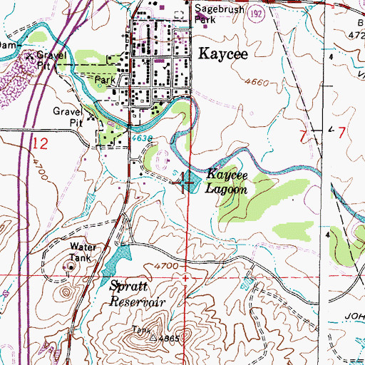 Topographic Map of Kaycee Lagoon, WY