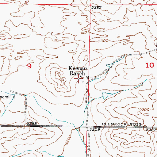 Topographic Map of Keenan Ranch, WY