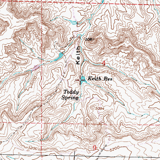 Topographic Map of Keith Reservoir, WY