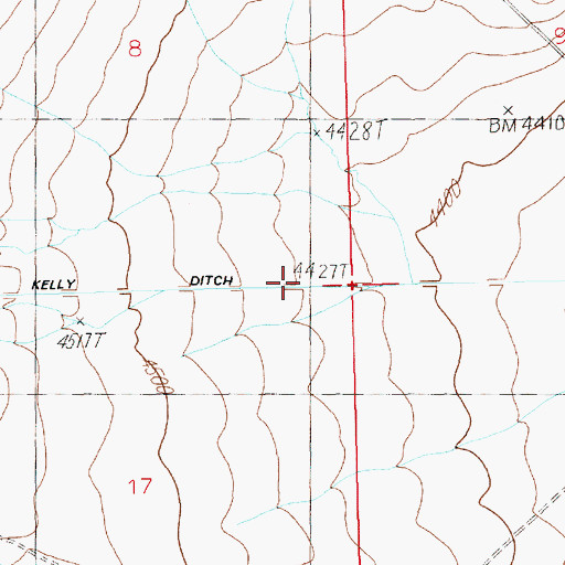 Topographic Map of Kelly Ditch, WY