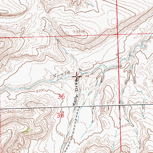 Topographic Map of Kelly Draw, WY