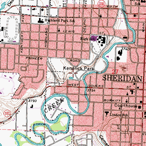 Topographic Map of Kendrick Park, WY