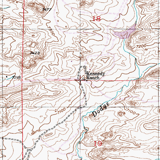 Topographic Map of Kennedy Ranch, WY