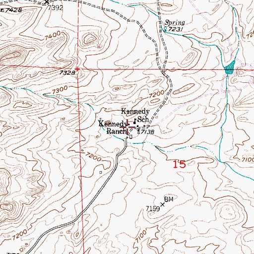 Topographic Map of Kennedy Ranch, WY