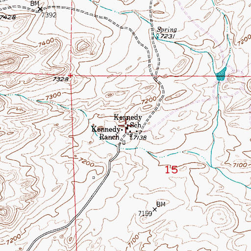 Topographic Map of Kennedy School, WY