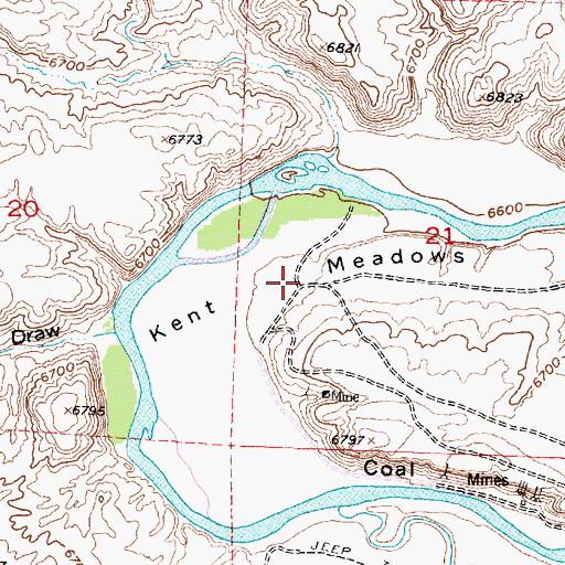 Topographic Map of Kent Meadows, WY