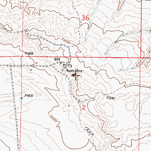 Topographic Map of Kent Mine, WY