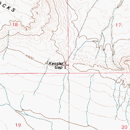 Topographic Map of Kessler Gap, WY