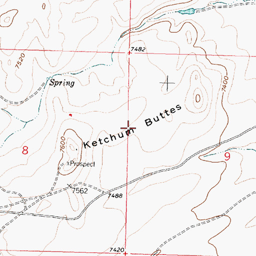 Topographic Map of Ketchum Buttes, WY