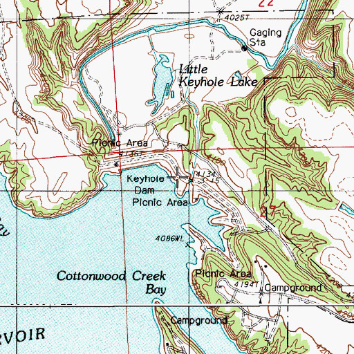 Topographic Map of Keyhole Dam, WY