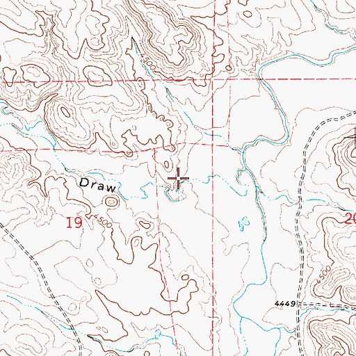 Topographic Map of Kicken Draw, WY