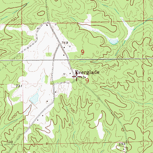 Topographic Map of Everglade School (historical), AL