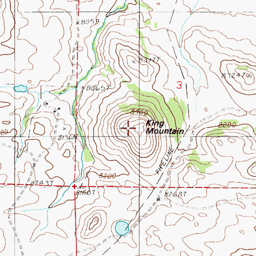 Topographic Map of King Mountain, WY