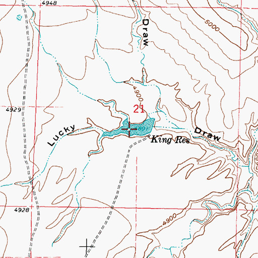 Topographic Map of King Reservoir, WY