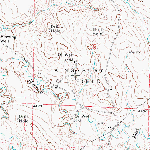 Topographic Map of Kingsbury Oil Field, WY
