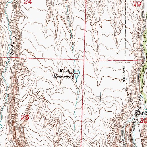 Topographic Map of Kirby Reservoir, WY