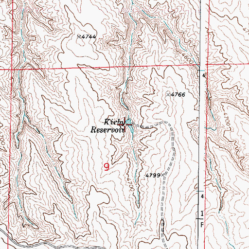 Topographic Map of Kirby Reservoir, WY
