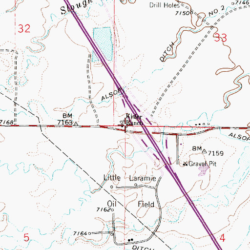 Topographic Map of Kisler Ranch, WY
