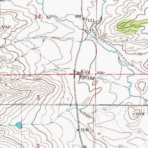 Topographic Map of Kite Spring, WY