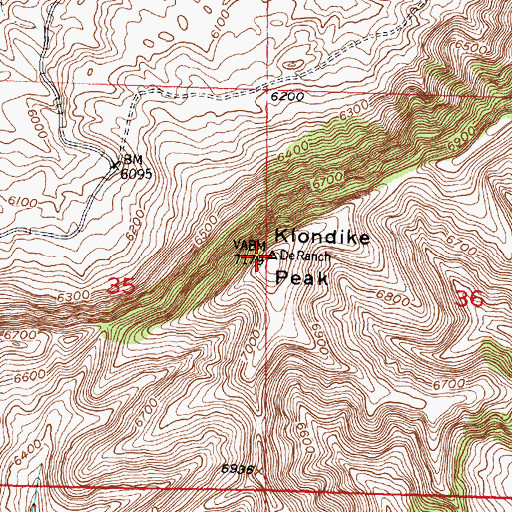 Topographic Map of Klondike Peak, WY