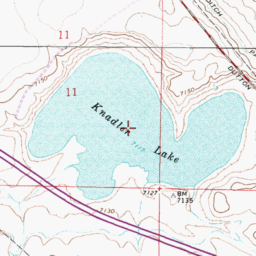 Topographic Map of Knadler Lake, WY