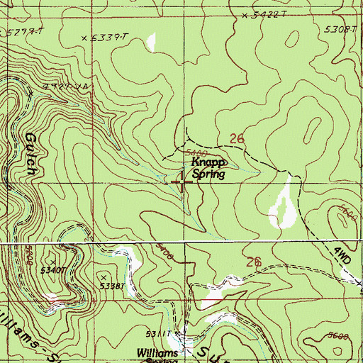 Topographic Map of Knapp Spring, WY