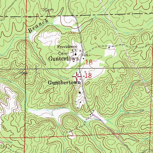 Topographic Map of Gunthertown, AL