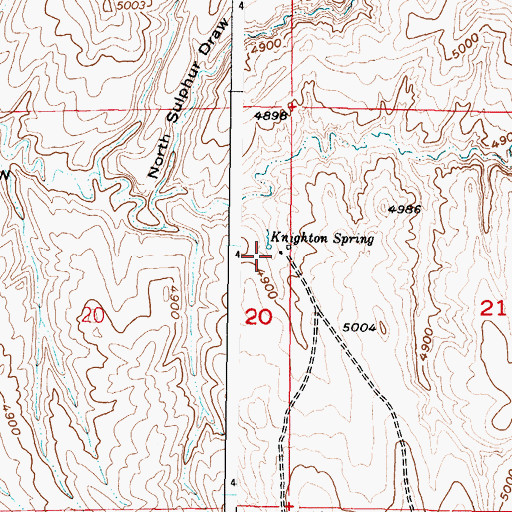 Topographic Map of Knighton Spring, WY