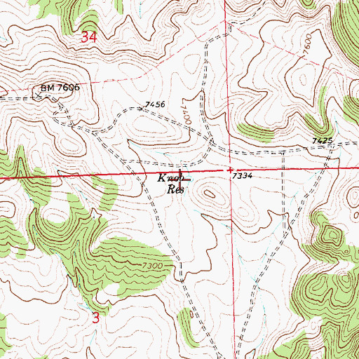 Topographic Map of Knob Reservoir, WY