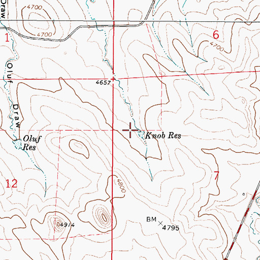 Topographic Map of Knob Reservoir, WY