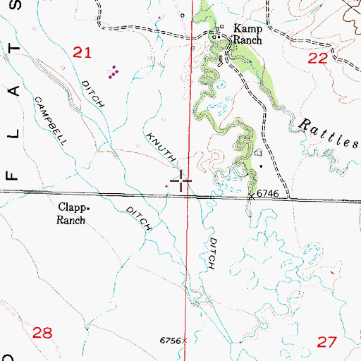 Topographic Map of Knuth Ditch, WY